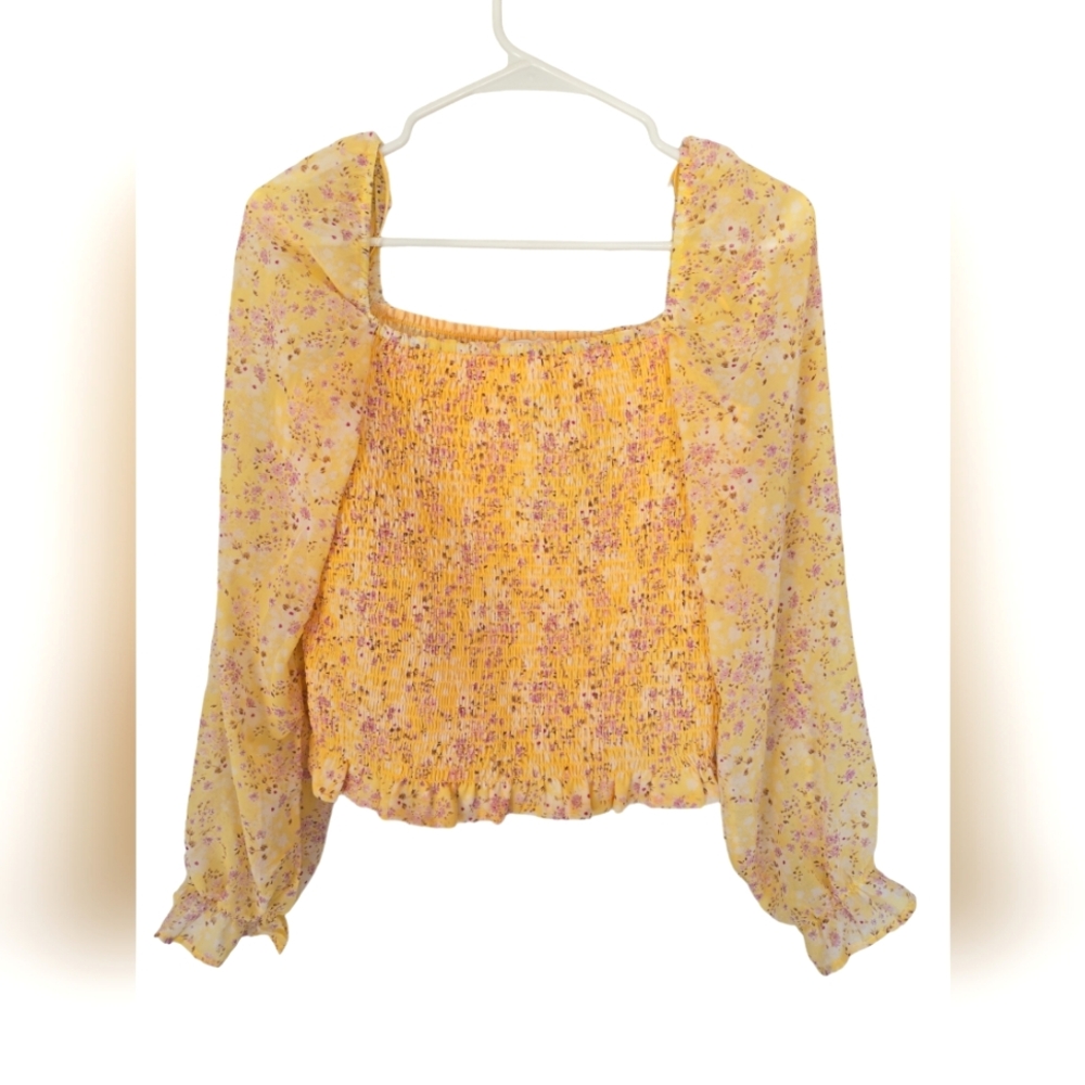 NWT Lush Reyna Smocked Cottagecore Floral Fairy Off Shoulder Blouse sz Medium